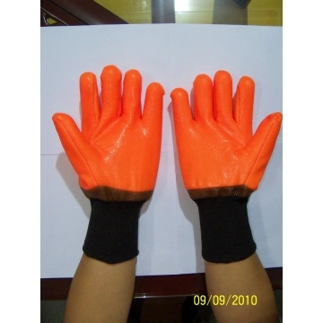 Orange PVC coated winter gloves